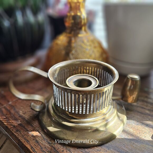 Vtg Antique Brass Chamberstick Rare Candle Holder W Handle Tapered Candelabra - Picture 2 of 13